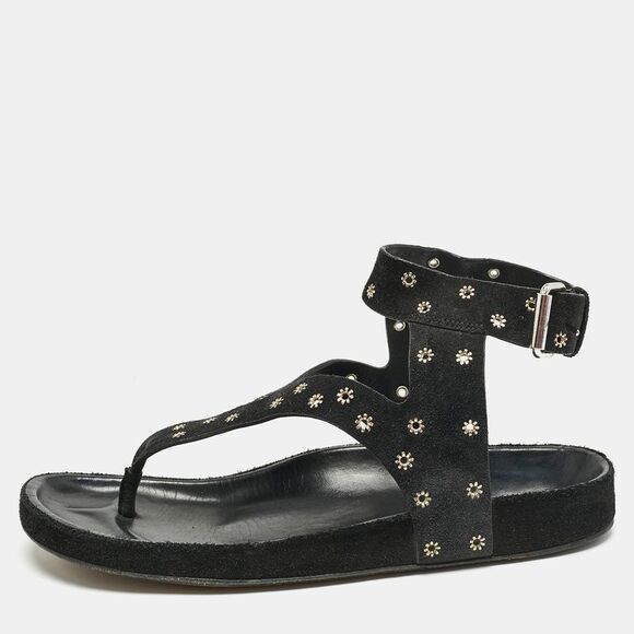 Isabel Marant Black Suede Elwina Ankle Strap Flat Sandals Size 41,New Products : American Fashion Style Bags On Sale